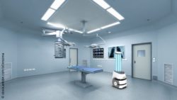 Image: empty operating room with disinfection robot; Copyright: stock.adobe.com/allensima